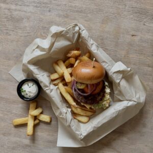 Biffburger (180g) i økologisk briochebrød